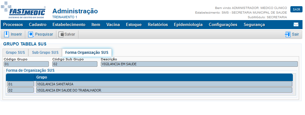 Imagem da Tela de Forma Organização